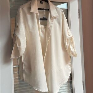 Textured cream-colored short & shirt SHEIN curve Size 2XL